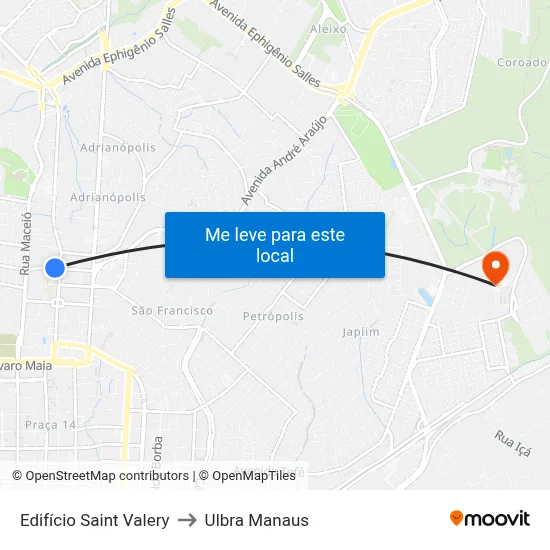 Edifício Saint Valery to Ulbra Manaus map