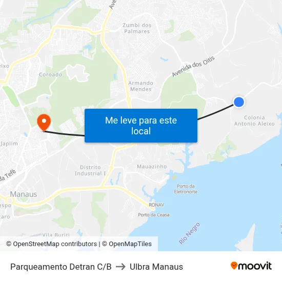 Parqueamento Detran C/B to Ulbra Manaus map