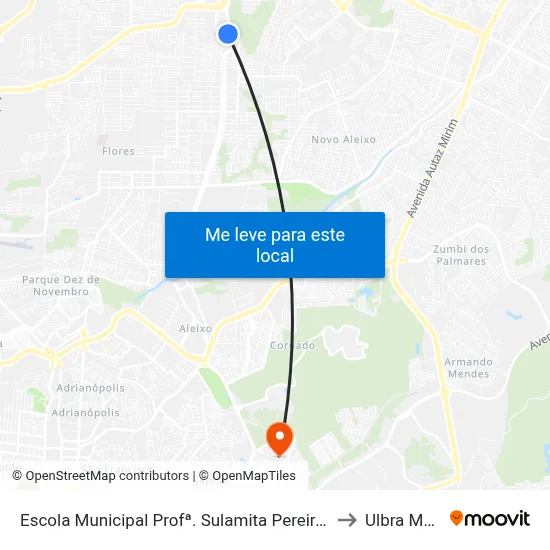 Escola Municipal Profª.  Sulamita Pereira Gonçalves C/B to Ulbra Manaus map