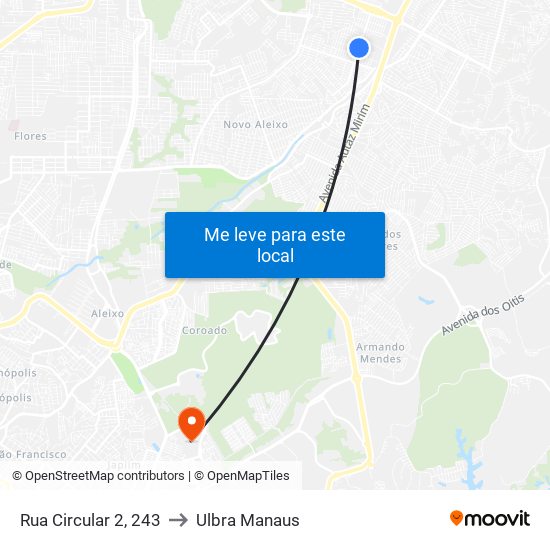 Rua Circular 2, 243 to Ulbra Manaus map