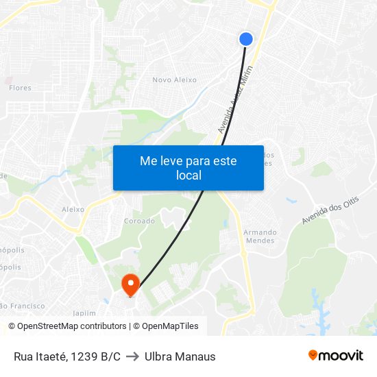 Rua Itaeté, 1239 B/C to Ulbra Manaus map