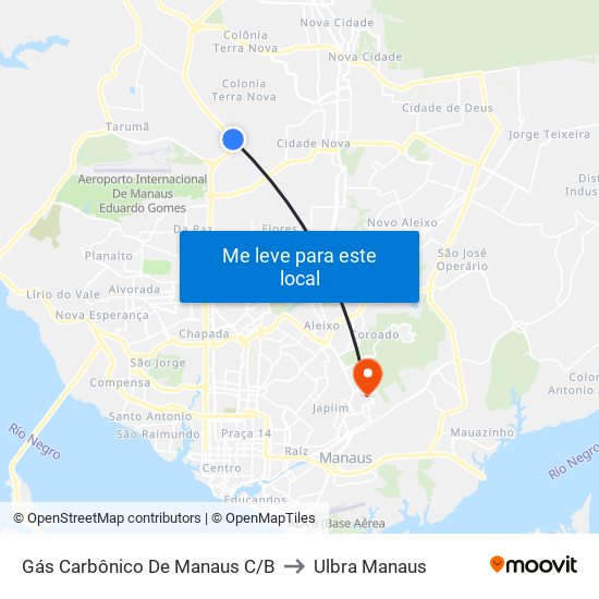 Gás Carbônico De Manaus C/B to Ulbra Manaus map