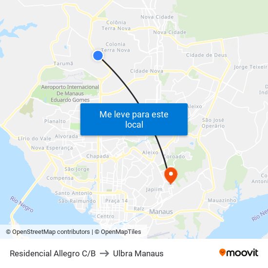 Residencial Allegro C/B to Ulbra Manaus map