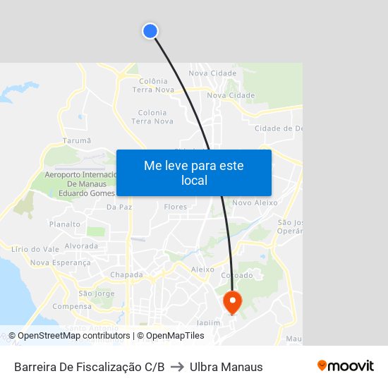 Barreira De Fiscalização C/B to Ulbra Manaus map