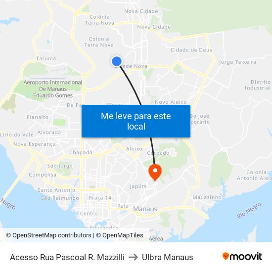 Acesso Rua Pascoal R. Mazzilli to Ulbra Manaus map