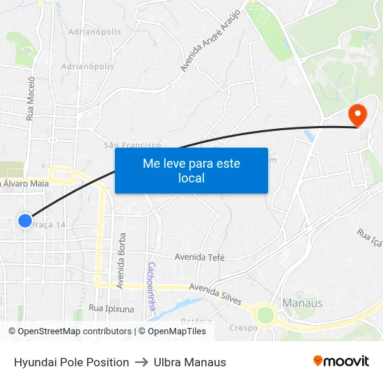 Hyundai Pole Position to Ulbra Manaus map