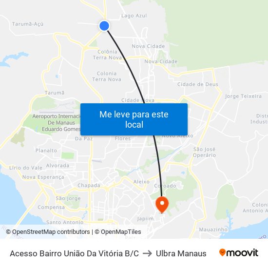 Acesso Bairro União Da Vitória B/C to Ulbra Manaus map