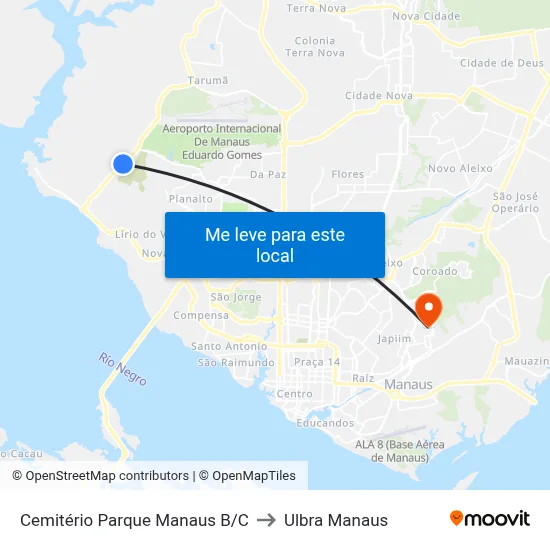 Cemitério Parque Manaus B/C to Ulbra Manaus map