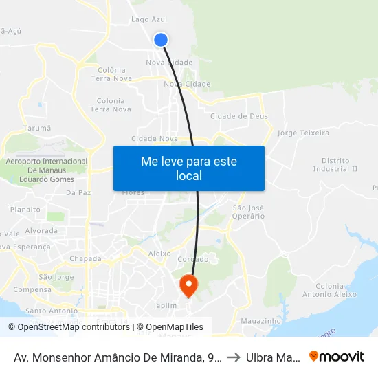 Av. Monsenhor Amâncio De Miranda, 906-922 C/B to Ulbra Manaus map