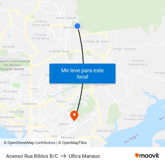 Acesso Rua Biblos B/C to Ulbra Manaus map