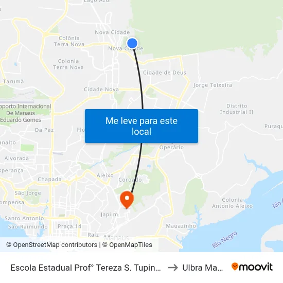Escola Estadual Prof° Tereza S. Tupinambá B/C to Ulbra Manaus map
