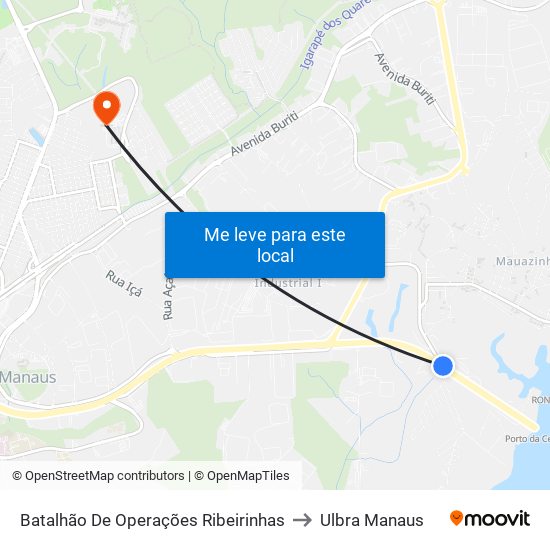 Batalhão De Operações Ribeirinhas to Ulbra Manaus map