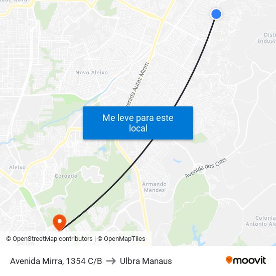 Avenida  Mirra, 1354 C/B to Ulbra Manaus map