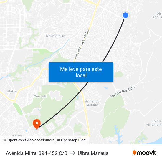 Avenida Mirra, 394-452 C/B to Ulbra Manaus map