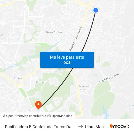 Panificadora E Confeiraria Frutos Da Fé B/C to Ulbra Manaus map