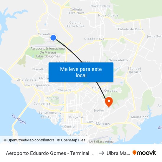 Aeroporto Eduardo Gomes - Terminal De Cargas B/C to Ulbra Manaus map