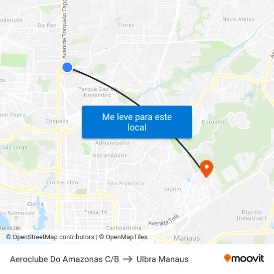 Aeroclube Do Amazonas C/B to Ulbra Manaus map