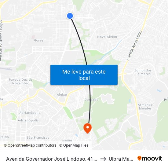 Avenida Governador José Lindoso, 413-431 B/C to Ulbra Manaus map