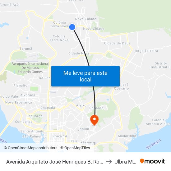 Avenida Arquiteto José Henriques B. Rodrigues, 3414 C/B to Ulbra Manaus map