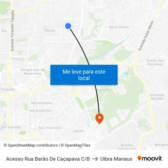 Acesso Rua Barão De Caçapava C/B to Ulbra Manaus map