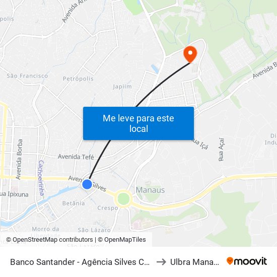 Banco Santander - Agência Silves C/B to Ulbra Manaus map