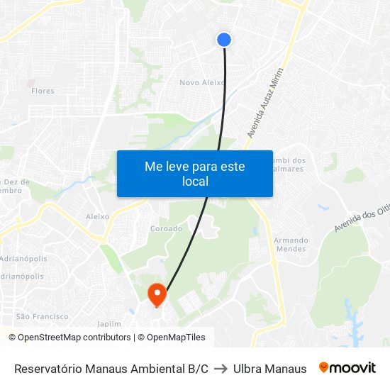 Reservatório Manaus Ambiental B/C to Ulbra Manaus map