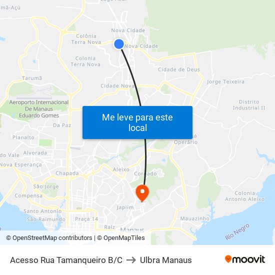 Acesso Rua Tamanqueiro B/C to Ulbra Manaus map