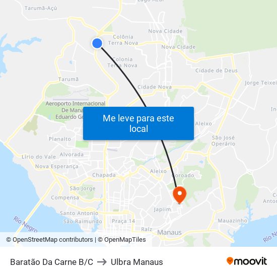Baratão Da Carne B/C to Ulbra Manaus map