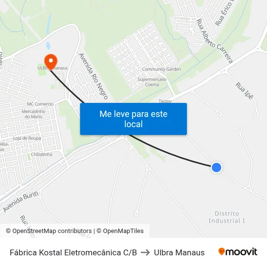 Fábrica Kostal Eletromecânica C/B to Ulbra Manaus map