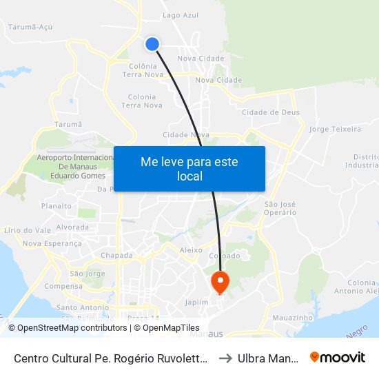 Centro Cultural Pe. Rogério Ruvoletto T/B to Ulbra Manaus map