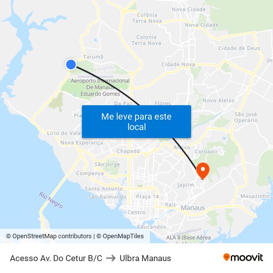 Acesso Av. Do Cetur  B/C to Ulbra Manaus map