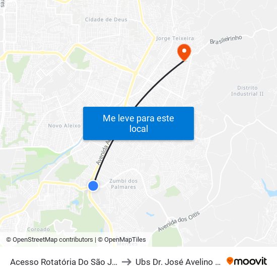 Acesso Rotatória Do São José B/C to Ubs Dr. José Avelino Pereira map