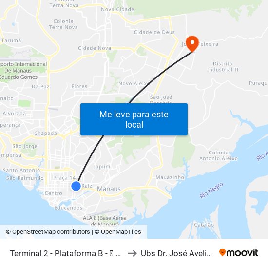 Terminal 2 - Plataforma B - ➒ Sentido Bairro to Ubs Dr. José Avelino Pereira map