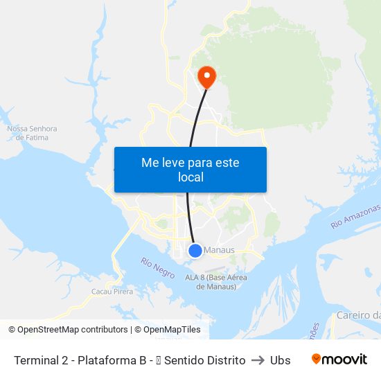 Terminal 2 - Plataforma B - ➓ Sentido Distrito to Ubs map