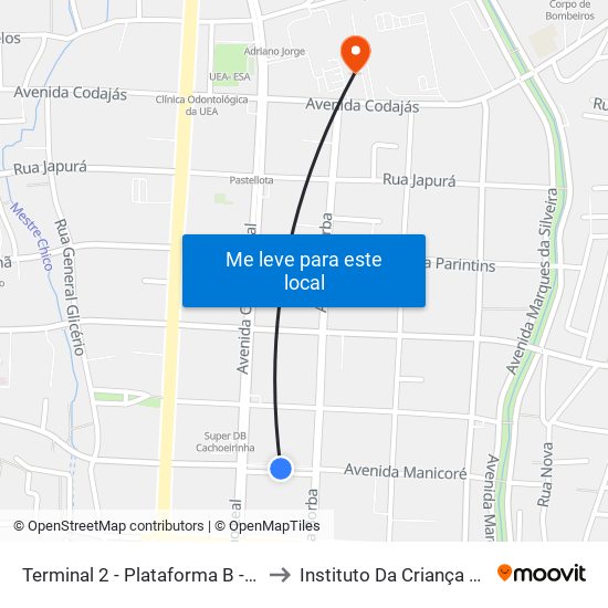 Terminal 2 - Plataforma B - ➑ Sentido Bairro to Instituto Da Criança Do Amazonas map
