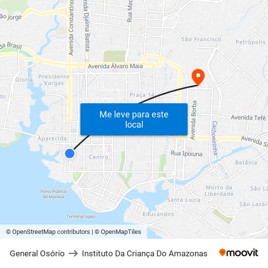 General Osório to Instituto Da Criança Do Amazonas map