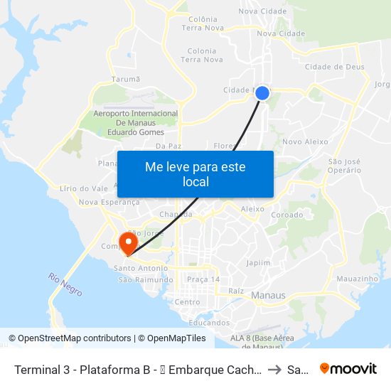 Terminal 3 - Plataforma B - ➓ Embarque Cachoeirinha to Samu map