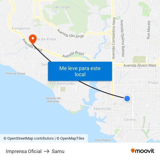 Imprensa Oficial to Samu map