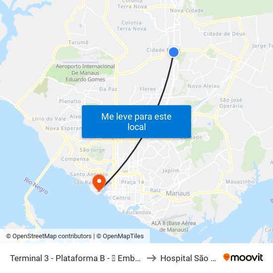 Terminal 3 - Plataforma B - ➓ Embarque Cachoeirinha to Hospital São Raimundo map