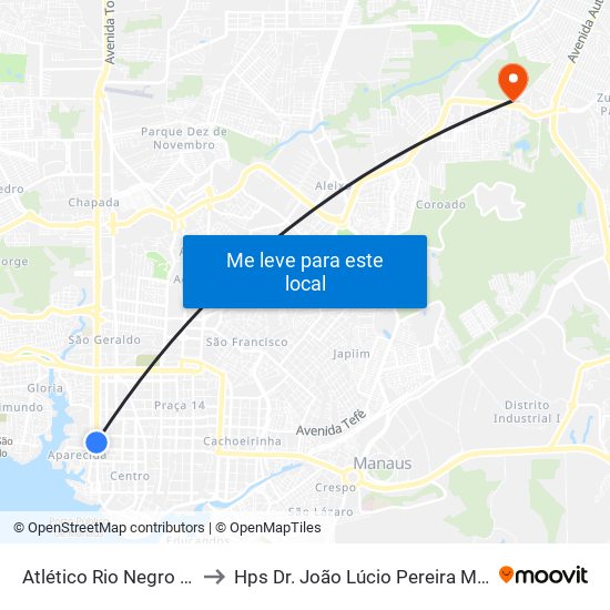 Atlético Rio Negro Clube to Hps Dr. João Lúcio Pereira Machado map
