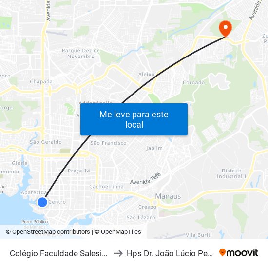 Colégio Faculdade Salesiano Dom Bosco to Hps Dr. João Lúcio Pereira Machado map