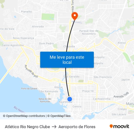 Atlético Rio Negro Clube to Aeroporto de Flores map