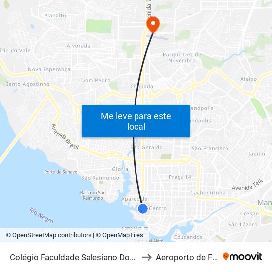 Colégio Faculdade Salesiano Dom Bosco to Aeroporto de Flores map