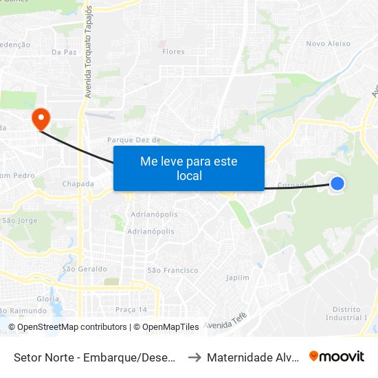 Setor Norte - Embarque/Desembarque to Maternidade Alvorada map