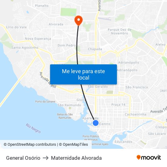 General Osório to Maternidade Alvorada map