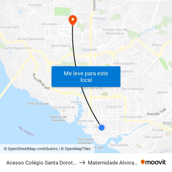 Acesso Colégio Santa Dorotéia to Maternidade Alvorada map