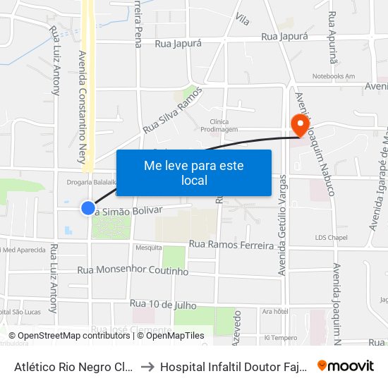 Atlético Rio Negro Clube to Hospital Infaltil Doutor Fajardo map
