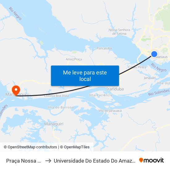 Praça Nossa Senhora De Nazaré B/C to Universidade Do Estado Do Amazonas - Núcleo De Ensino Superior De Manacaparu map