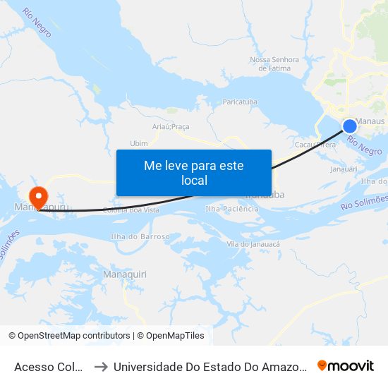 Acesso Colégio Santa Dorotéia to Universidade Do Estado Do Amazonas - Núcleo De Ensino Superior De Manacaparu map