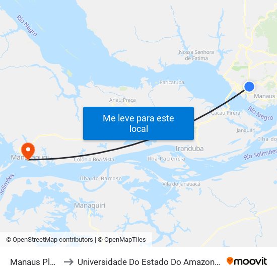 Manaus Plaza Shopping C/B to Universidade Do Estado Do Amazonas - Núcleo De Ensino Superior De Manacaparu map